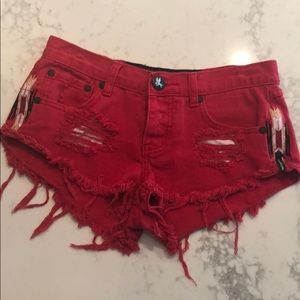 One Teaspoon red cutoff shorts size 23